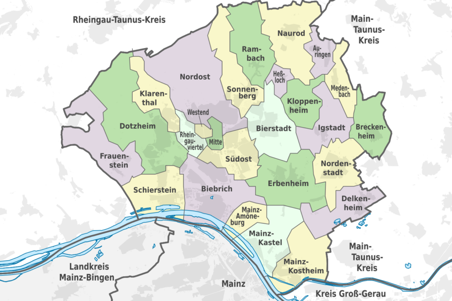 Karte über Wiesbadens Ortsbezirke