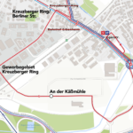 Linie 5 fährt mit einigen seiner Fahrten in Erbenheim ab der Haltestelle Weglache durch das Gewerbegebiet Erbenheim und das Neubaugebiet "Zur Schleifmühle" und von dort zur Egerstraße.